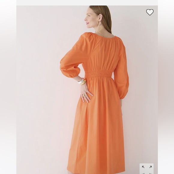 Jcrew V-neck midi dress in cotton poplin orange XL - Picture 4 of 14